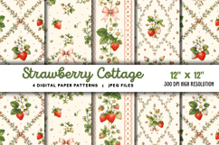 Strawberry Cottage Digital Paper JPG Product Image 1