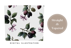 Blackberry Tumbler Wrap Design, Floral Tumbler, Berries PNG Product Image 4