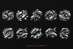 10 Bundle Dark Art Pisces Fish Koi Gothic Horror Zodiac Product Image 6