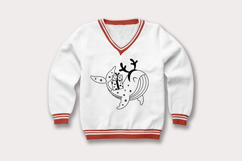 Christmas Sea Animal Clipart Set, Black Xmas Ocean PNG SVG Product Image 4