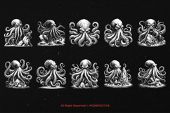 10 Bundle Dark Art Kraken Monster Octopus Gothic Horror Product Image 6