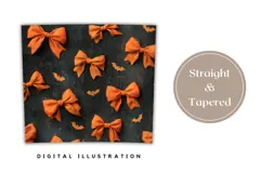 Orange Bows Tumbler Wrap, Cartoon Halloween Bats Tumbler PNG Product Image 4