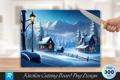 Winter Scene Cutting Board Sublimation Design Product Image 1