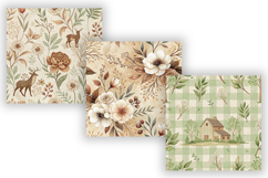 Farmhouse Toile Digital Paper Pack, Vintage Floral Toile Product Image 4