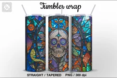Stained Glass Skull Tumbler, 20 oz Tumbler Wrap Product Image 2