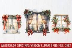 Watercolor Christmas Window Clipart Product Image 1