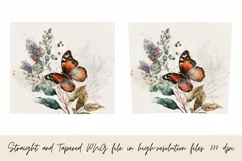Flowers Vintage Watercolor 20Oz Tumbler Sublimation Wrap Product Image 4