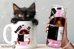 Beautiful Hair Stylist PNG Black Woman Reading Book Design Product Image 3