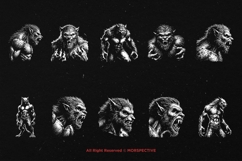 10 Bundle Dark Art Warewolf Monster Face Horror Tattoo Product Image 6