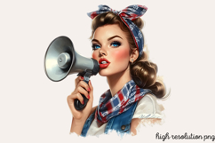 Vintage Retro Girls Clipart PNG Product Image 1