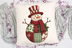 Patchwork Snowman PNG, Christmas quilted snowman Png. Product Image 5
