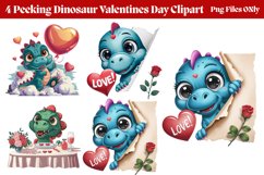 Peeking Dinosaur Valentines Day Clipart PNG Product Image 1