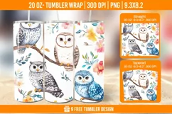 Cute Owl Seemless Tumbler Wrap Designs, Sublimation Wrap Product Image 1