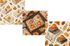 Autumn Book Stack Cottagecore Digital Paper, Seamless Product Image 5