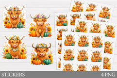 Fall Cow Sticker Design. Fall Sticker Printable Product Image 1
