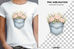 Denim pocket flowers png design for T-shirts Product Image 4