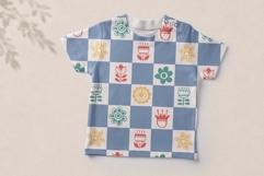 Scandi Folk Checkered Floral Pattern Product Image 4