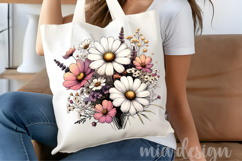 Vintage Floral Bouquet PNG Daisy Flowers Sublimation Design Product Image 4