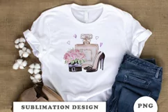 Watercolor Perfume with flowers and shoes Sublimation Product Image 4