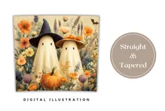 Floral Halloween Tumbler Wrap, Cartoon Ghosts Tumbler Design Product Image 4