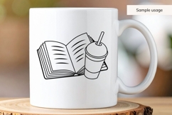 Hand Drawn Open Book And Iced Coffee SVG Product Image 4