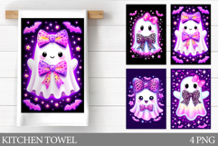 Cute Ghost Kitchen Towel. Halloween Kitchen Towel Design Product Image 1