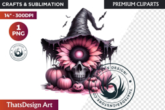 Pink and Black Gothic Halloween Skulls Clipart, pastel goth Product Image 1