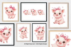 15 Bundle Watercolor Girl Pig Pink Baby Hog Farm Sticker Product Image 4