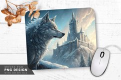 Frosted Guardian Wolf at the Ancient Fortress Mouse Pad PNG Product Image 1