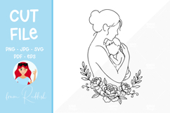 Mom Floral Line Art Cut File Product Image 1