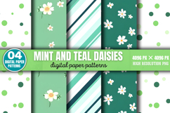 Mint and Teal Daisies Digital Bundle PNG Product Image 5