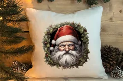 Watercolor Peeking Santa and Snowman Clipart, Christmas PNG Product Image 4