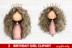 Birthday Girl Clipart | Cute Celebration PNG Illustration Se Product Image 1