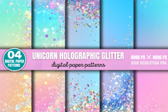 Unicorn holographic glitter backgrounds Bundle PNG Product Image 5