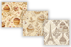 French Bakery Digital Paper Pack, Vintage Pastry Floral Product Image 4