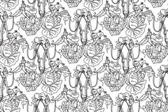 Line art botanical decorative vegetables seamless pattern Product Image 1