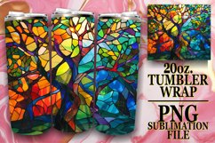 Stunning Stained Glass Tree Wrap for 20oz Tumblers Product Image 1