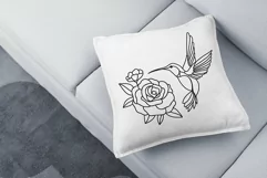Hummingbird with flower svg, Flying bird png, Garden Product Image 4