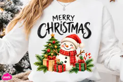 Watercolor Merry Christmas Snowman PNG, Funny Christmas PNG Product Image 4