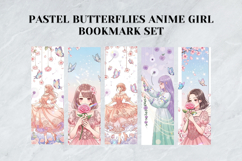 Pastel Butterflies Anime Girl Bookmark Set,Kawaii Aesthetic Product Image 4