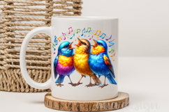 Singing Birds Music Notes PNG, Colorful Choir Sublimation Product Image 3