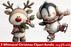 2 Whimsical Christmas Clipart | Cute Festive Holiday PNG Product Image 1