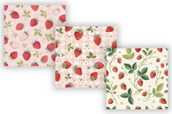 Cute Strawberry Seamless Pattern Bundle, Cottagecore Gingham Product Image 4