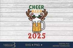 Cheers Beer 2025 SVG for Christmas and New Year's, Festive H Product Image 4