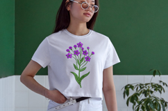 Purple Bloom Stem Embroidery Design Product Image 4