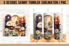 3D Papercut Flowers Tumbler Sublimation Design PNG Product Image 4