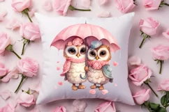 Couple Owl Valentines Day Clipart, Couple Owl Clipart Product Image 1