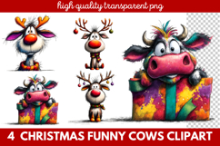Funny Christmas Cows Clipart | Cute Holiday Farm Animal Product Image 1