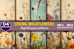 Spring Wildflowers Digital Paper PNG Product Image 1