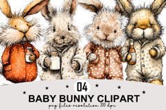 Whimsical Baby Bunny PNG Clipart Watercolor PNG Product Image 1
